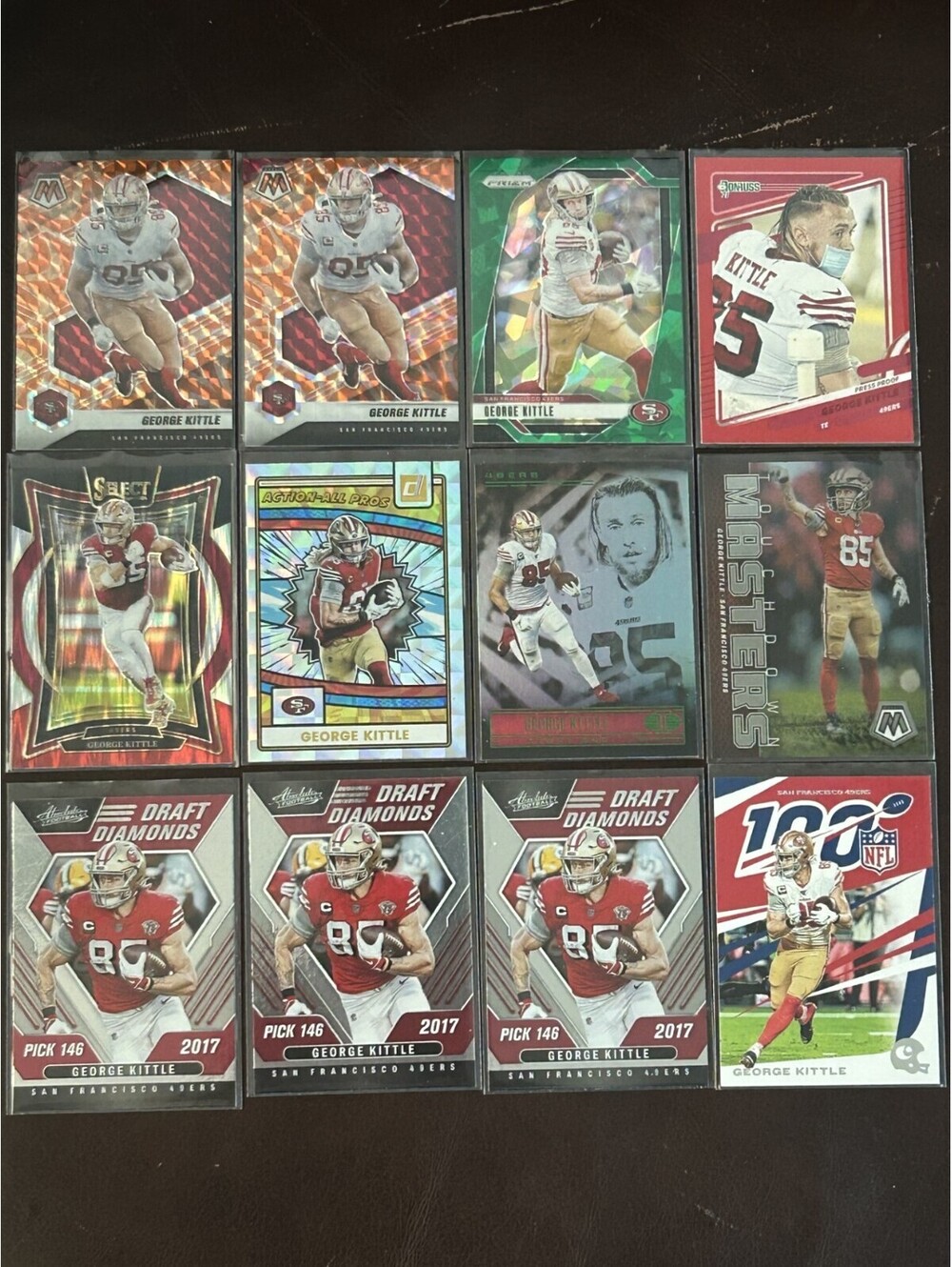 GEORGE KITTLE PANINI COLLECTION+MOSAIC/PRIZM/SELECT INSERT PARALLELS 24 CARD LOT